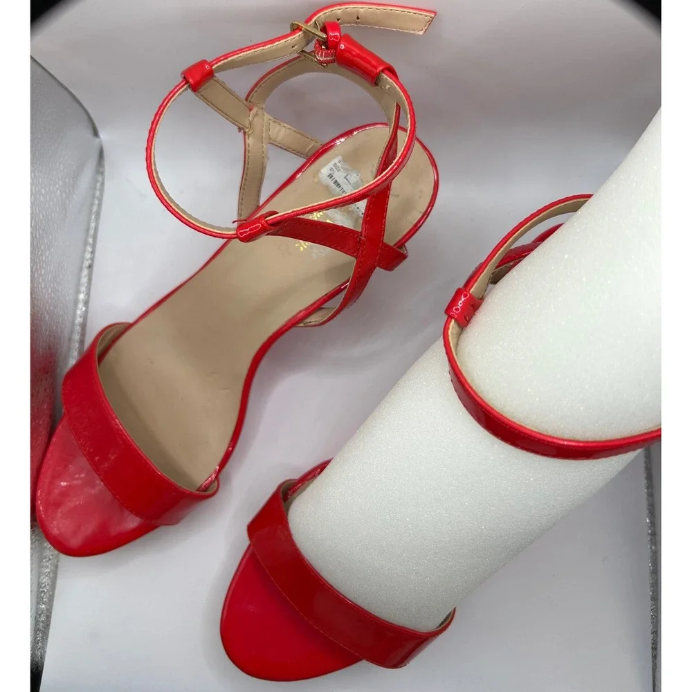 Marc New York Red Patent Leather‎ Ankle Strap Stiletto Heels Women Size 9.5